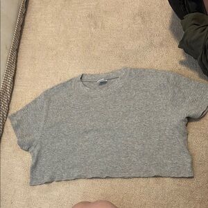 TNA Heather Gray cropped Ribbed Tee